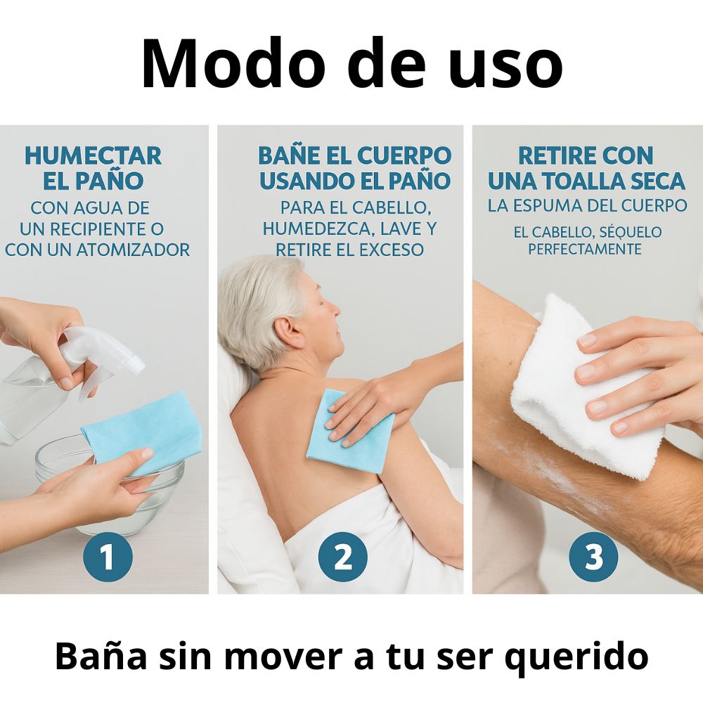 En Seco Te Bañas – Toallitas de Baño Sin Enjuague para Adultos y Cuidadores